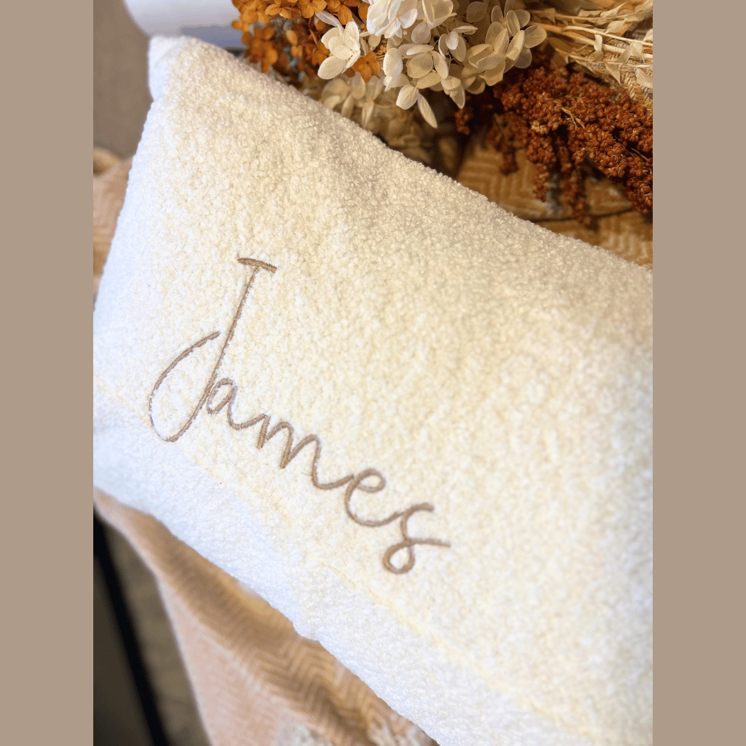 Personalised Embroidered Boucle Teddy Pillowcase