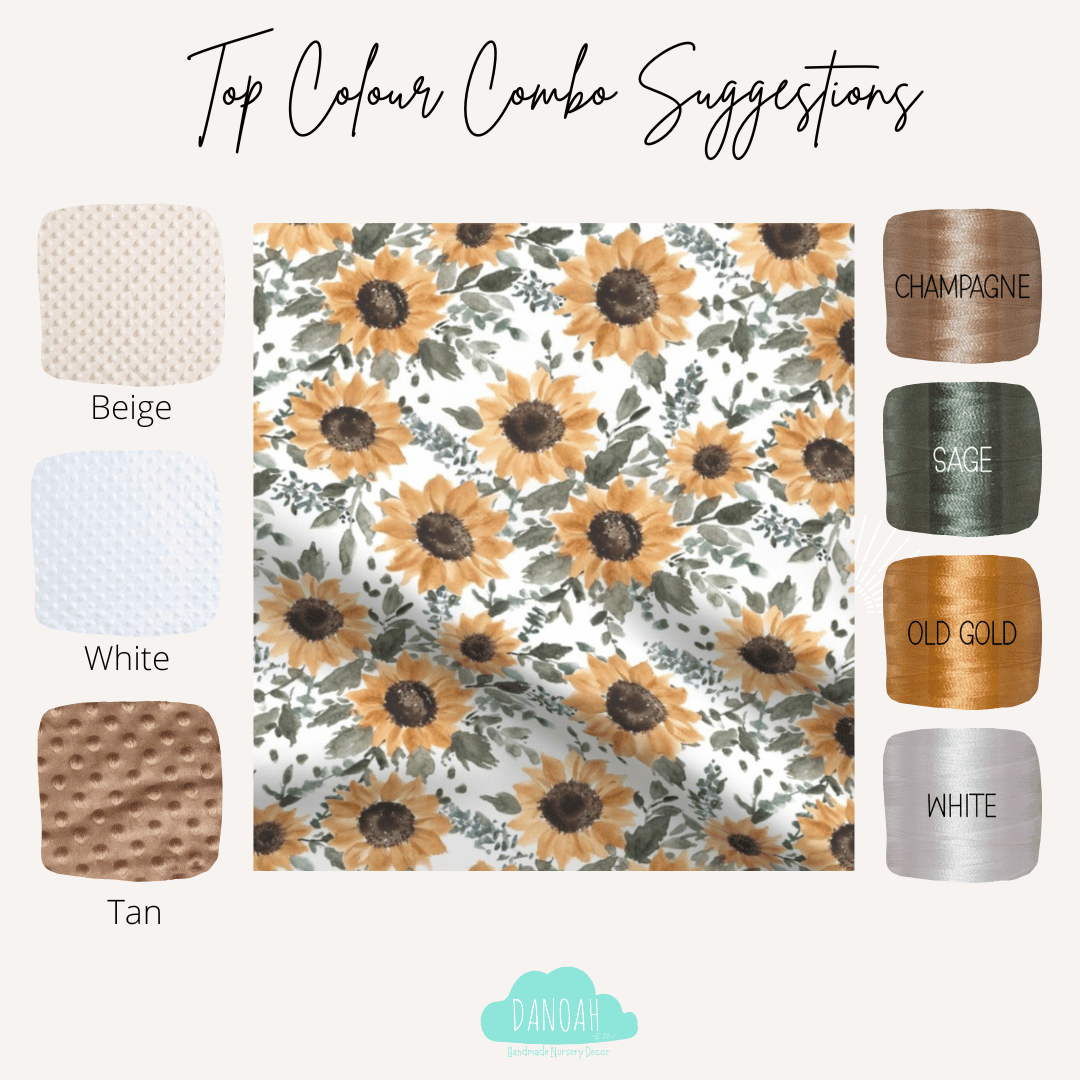 Embroidered Personalised Minky Dot Blanket - "Sunflower"