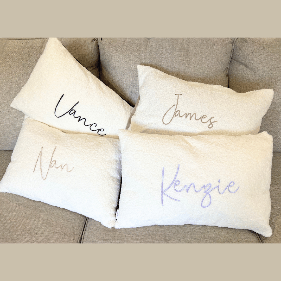 Personalised Embroidered Boucle Teddy Pillowcase