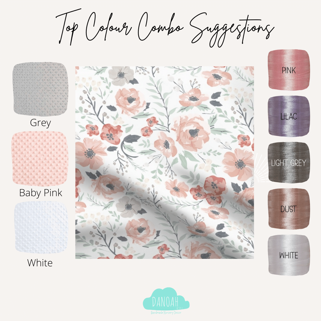Embroidered Personalised Minky Dot Blanket - "Pastel Floral"