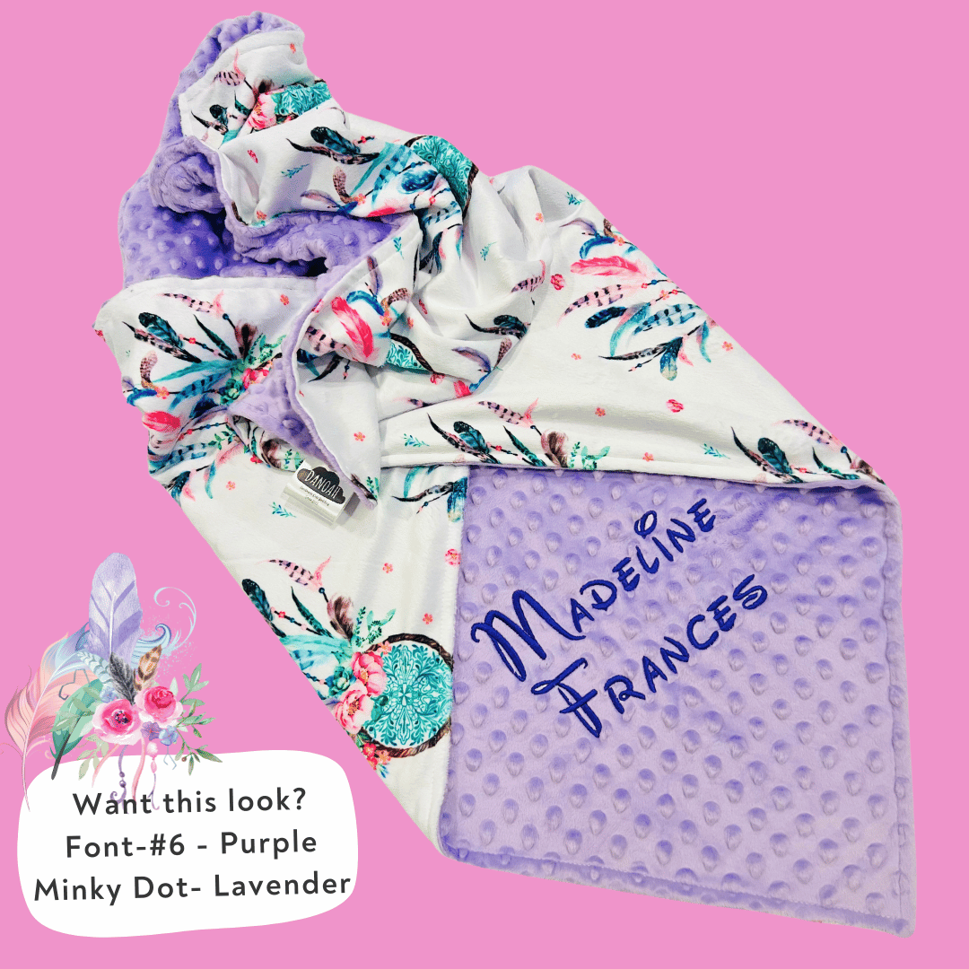 Embroidered Personalised Minky Dot Blanket - "Dreamcatcher"