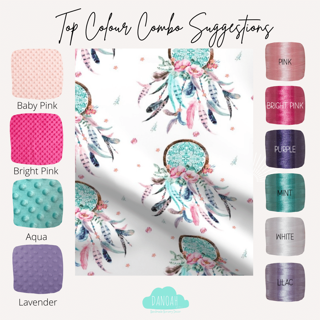 Embroidered Personalised Minky Dot Blanket - "Dreamcatcher"