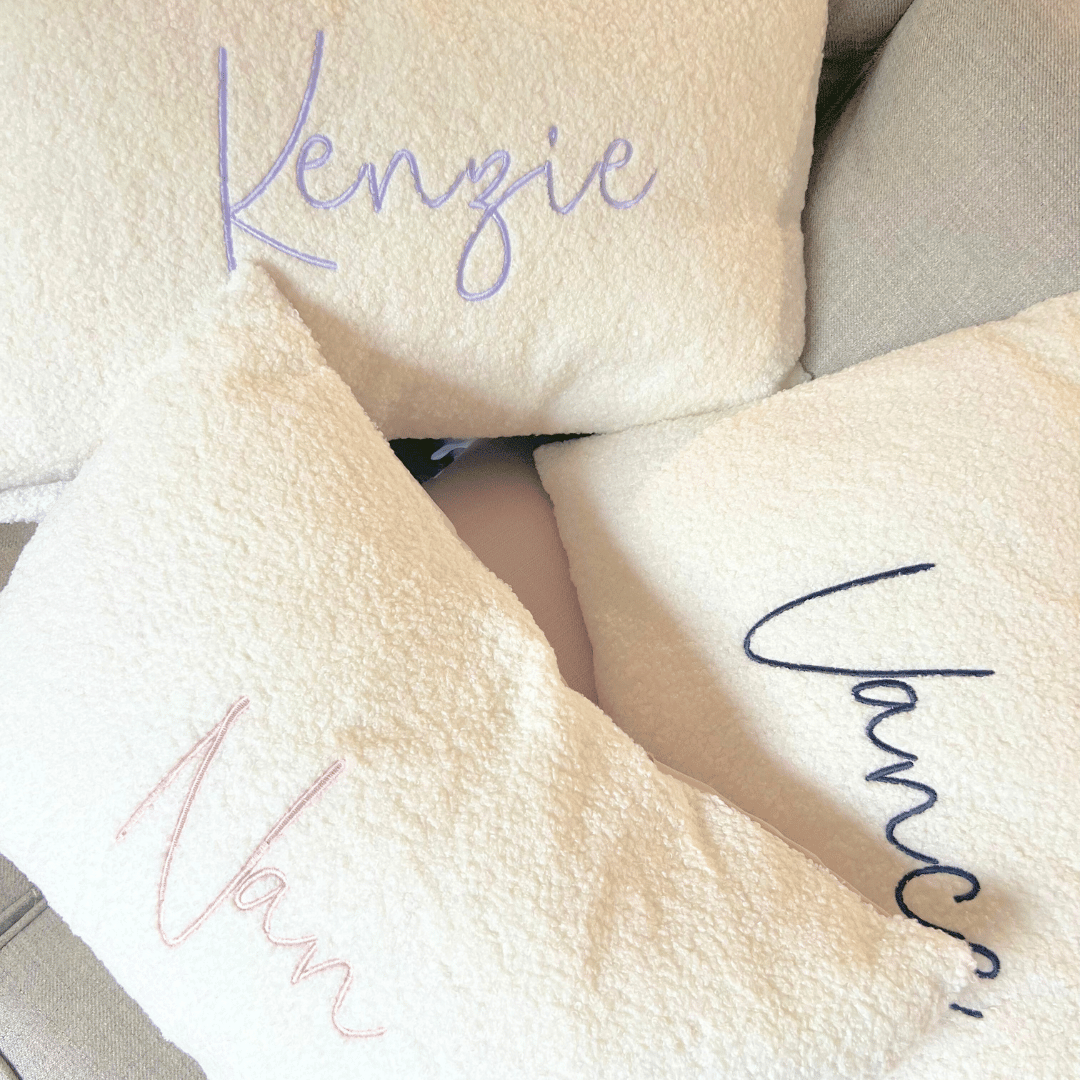 Personalised Embroidered Boucle Teddy Pillowcase