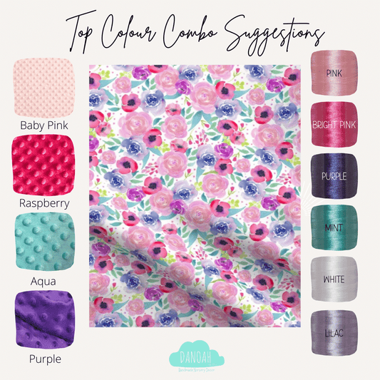 Embroidered Personalised Minky Dot Blanket - "Floral Colour Pop"