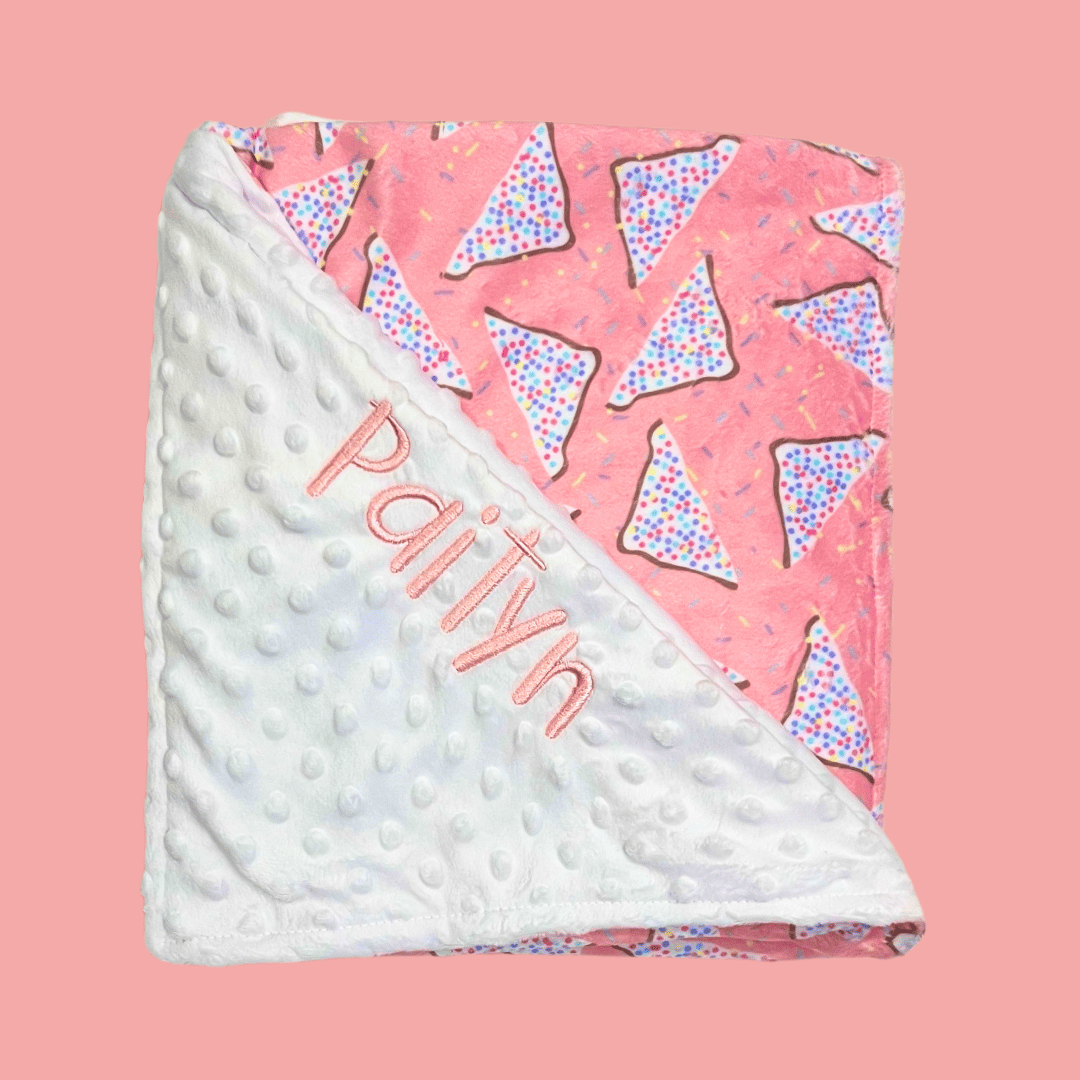Embroidered Personalised Minky Dot Blanket - "Fairy Bread"
