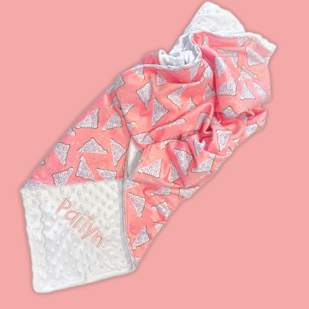 Embroidered Personalised Minky Dot Blanket - "Fairy Bread"