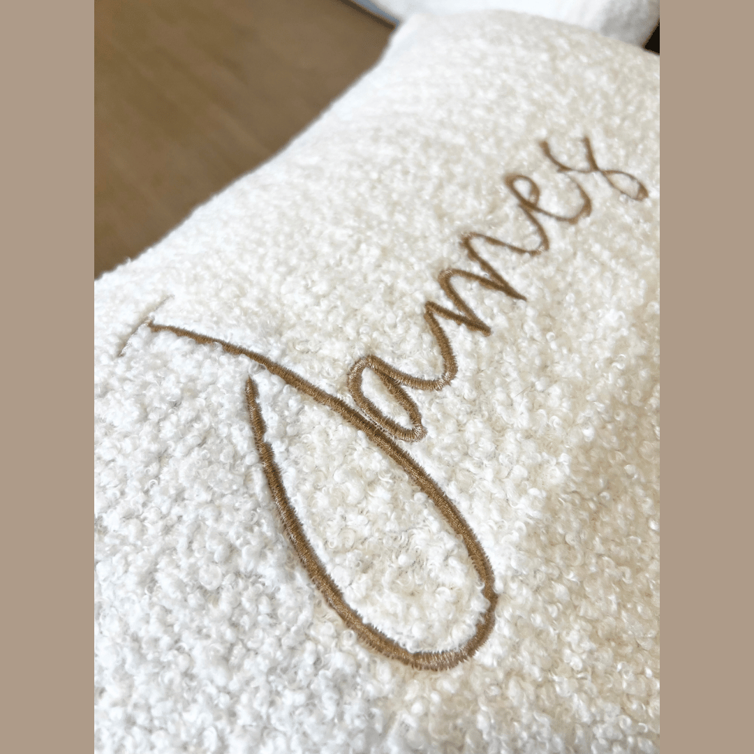 Personalised Embroidered Boucle Teddy Pillowcase