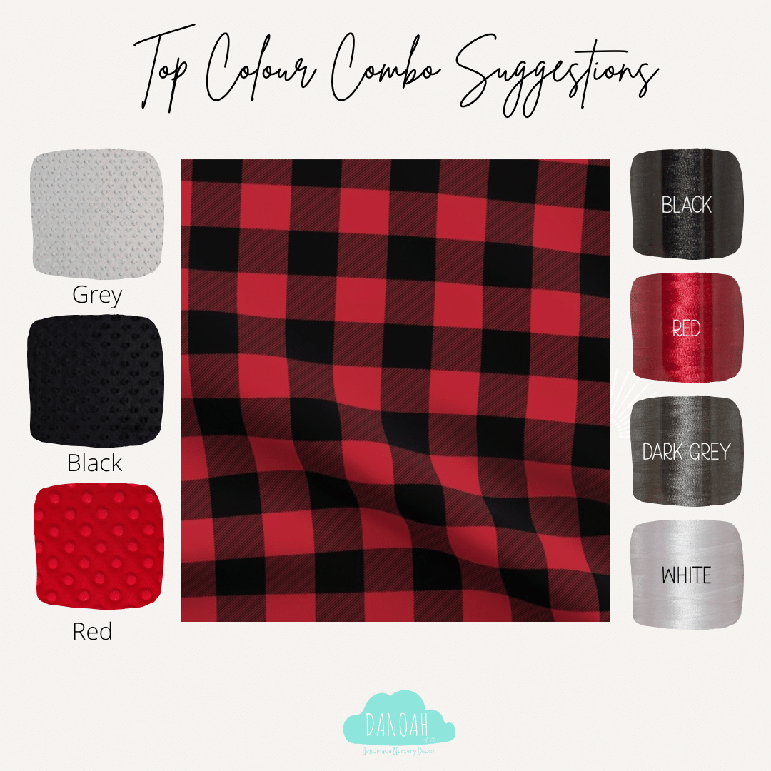 Embroidered Personalised Minky Dot Blanket - "Red Flanno"