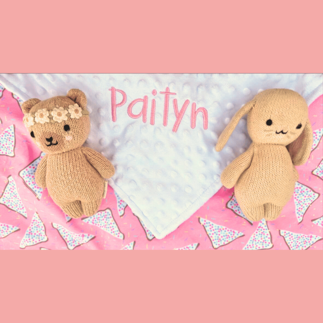 Embroidered Personalised Minky Dot Blanket - "Fairy Bread"