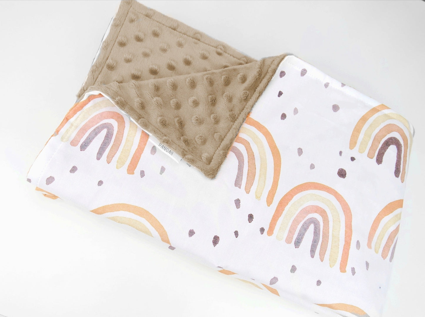 *40% OFF* - Rusty Rainbow Minky Dot Baby Blanket (Tan)