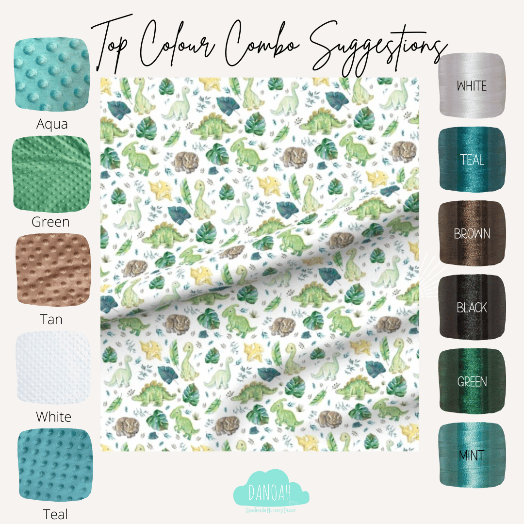 Embroidered Personalised Minky Dot Blanket - "Dinosaur"