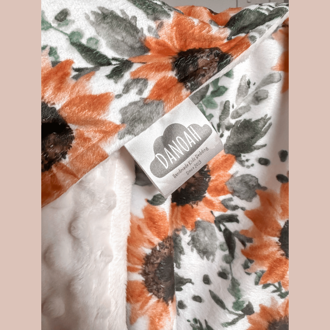 Embroidered Personalised Minky Dot Blanket - "Sunflower"
