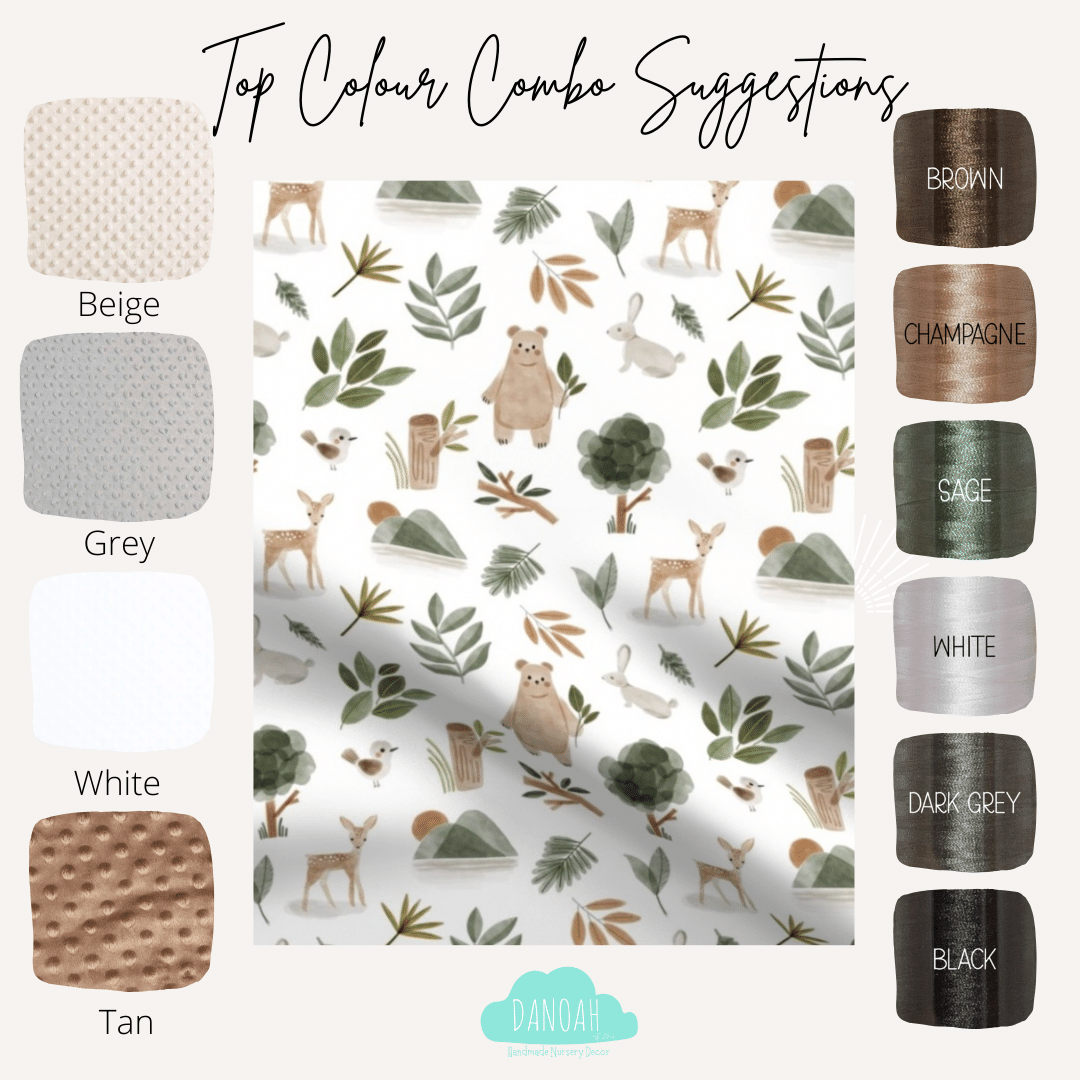 Embroidered Personalised Minky Dot Blanket - "Forest Friends"