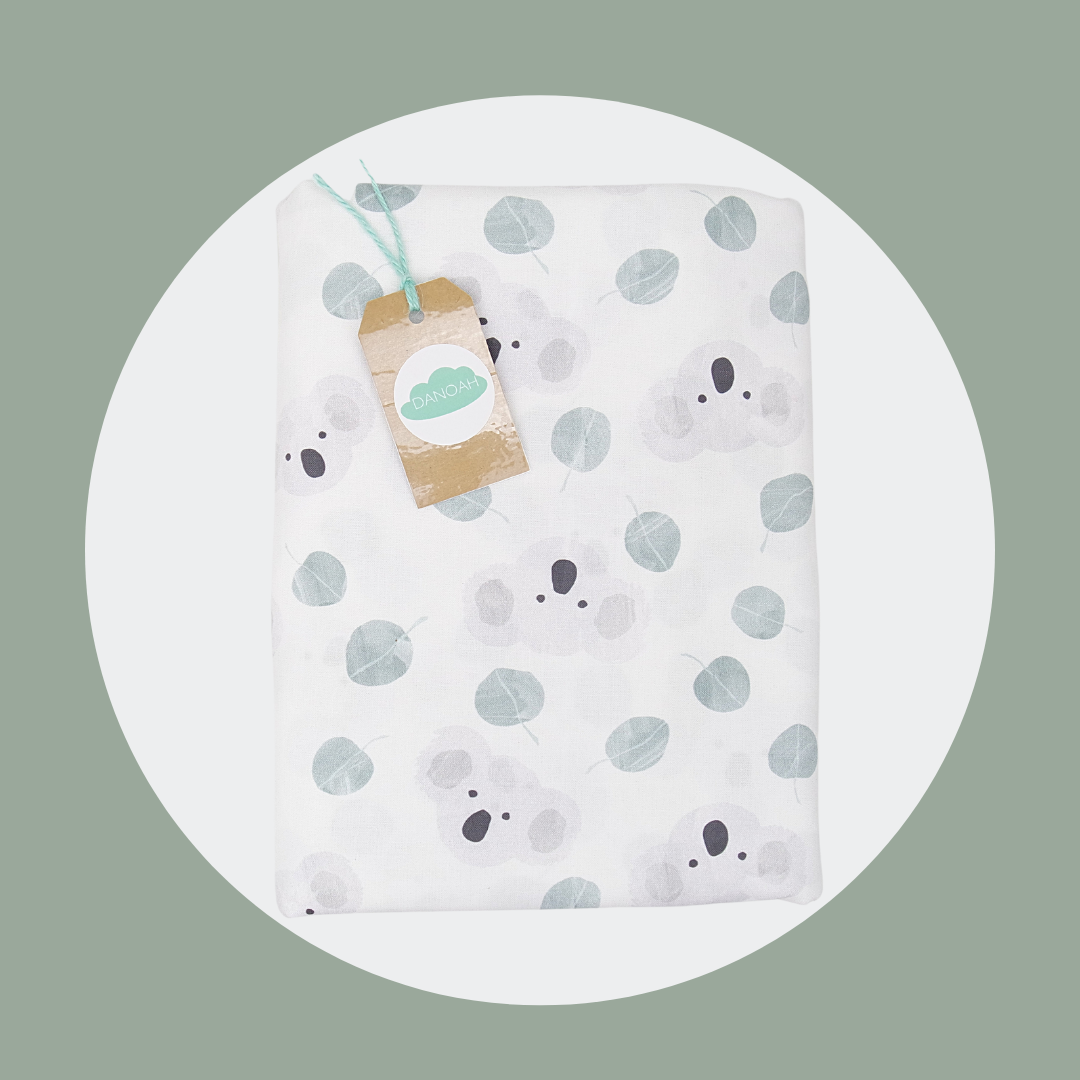 100% Cotton Cot/Bassinet Fitted Sheet or Change Table Cover - Australian Koala