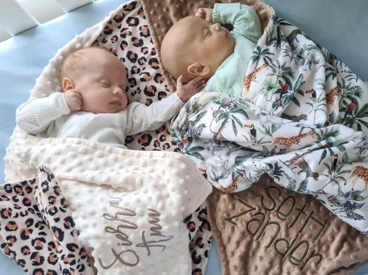 Embroidered Personalised Minky Dot Blanket - "Jungle"