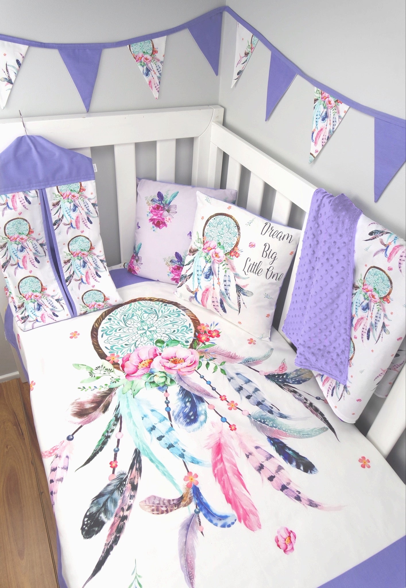 Purple Dreamcatcher Cot Quilt – Danoah - Main Image