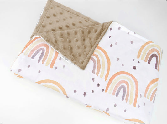 Rusty Rainbow Minky Dot Baby Blanket (Tan)
