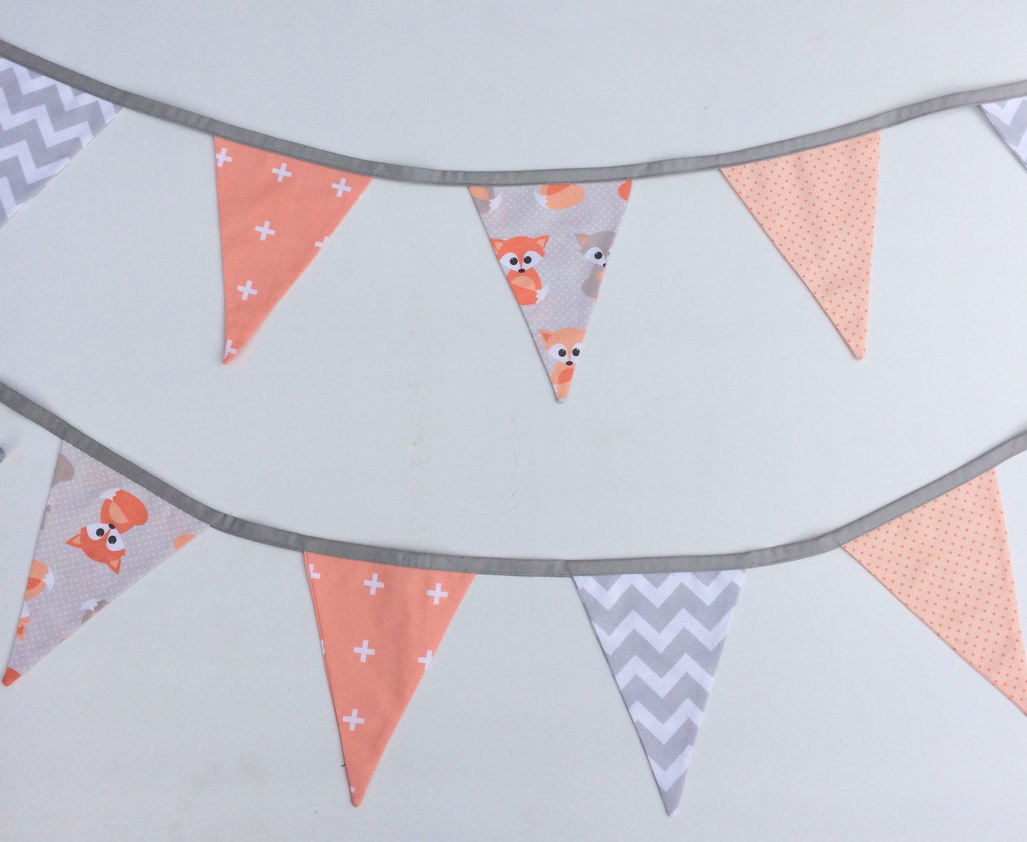 Peach & Grey Foxes Bunting Flags
