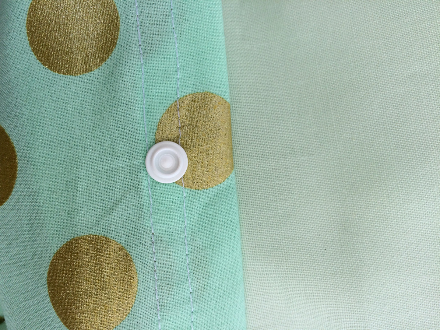 Cot Quilt / Doona Cover in Aqua & Gold Dots