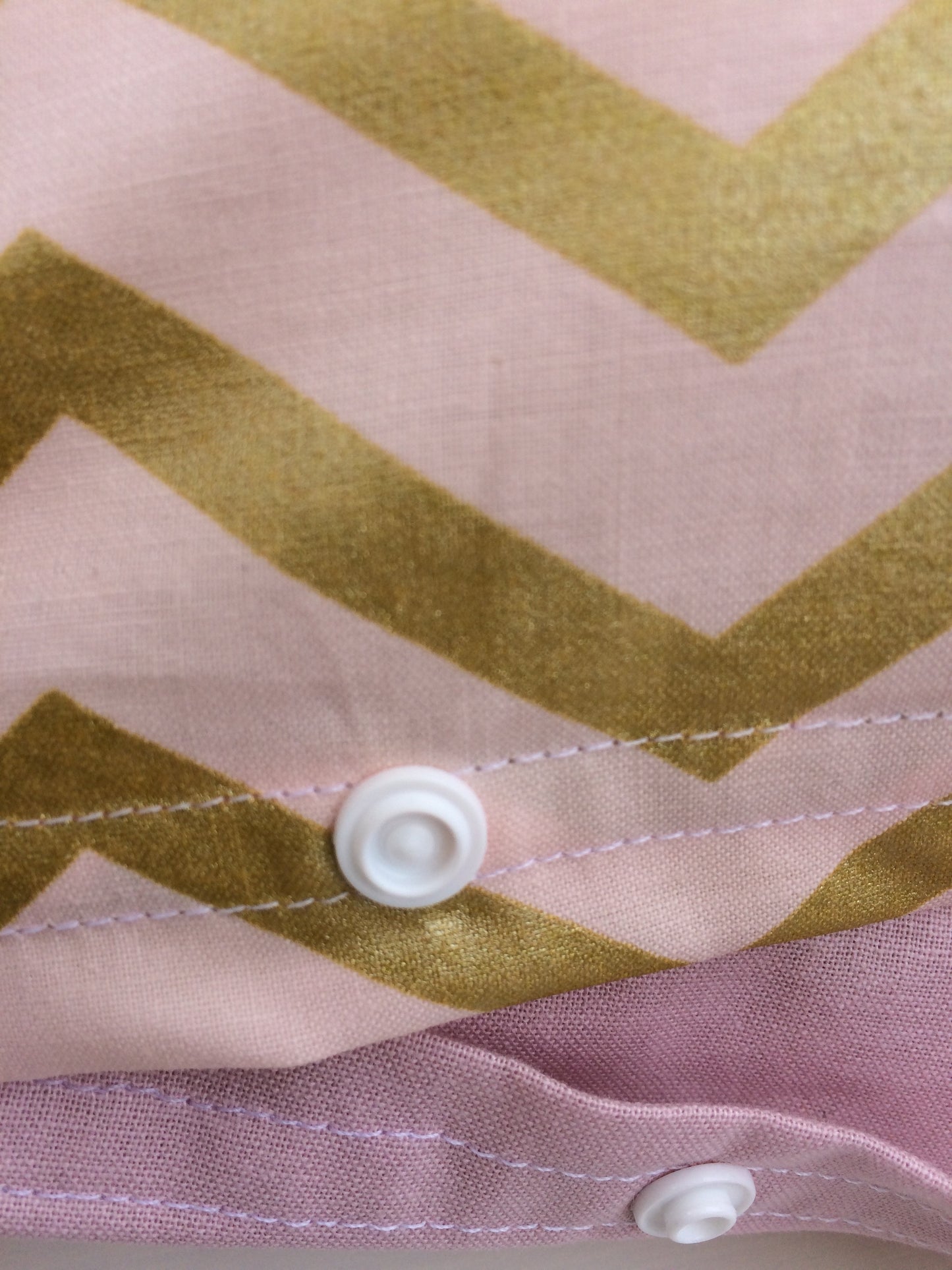 Cot Quilt / Doona Cover in Blush Pink & Gold Chevron