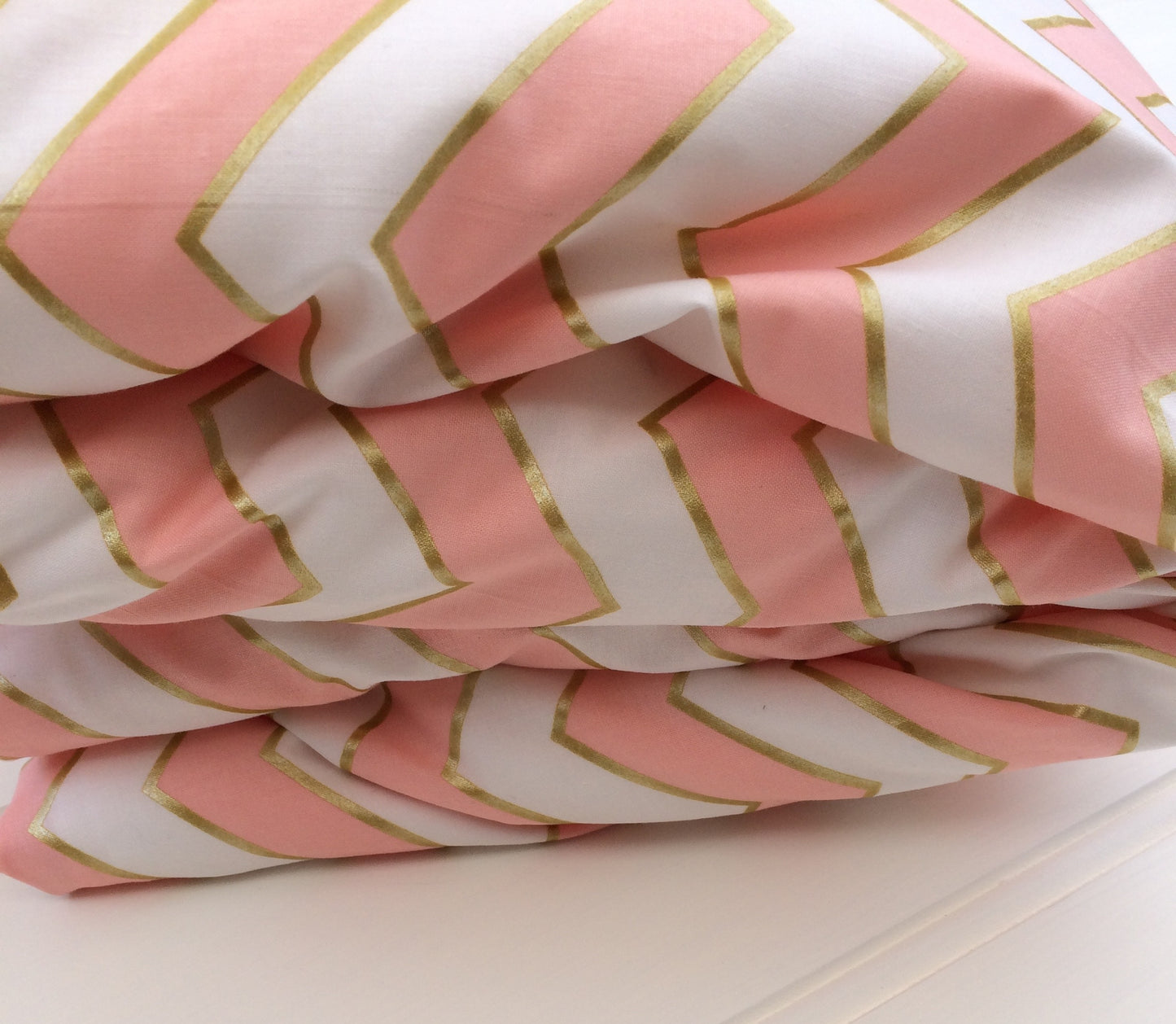 Cot Quilt / Doona Cover in Pink & Gold Chevron