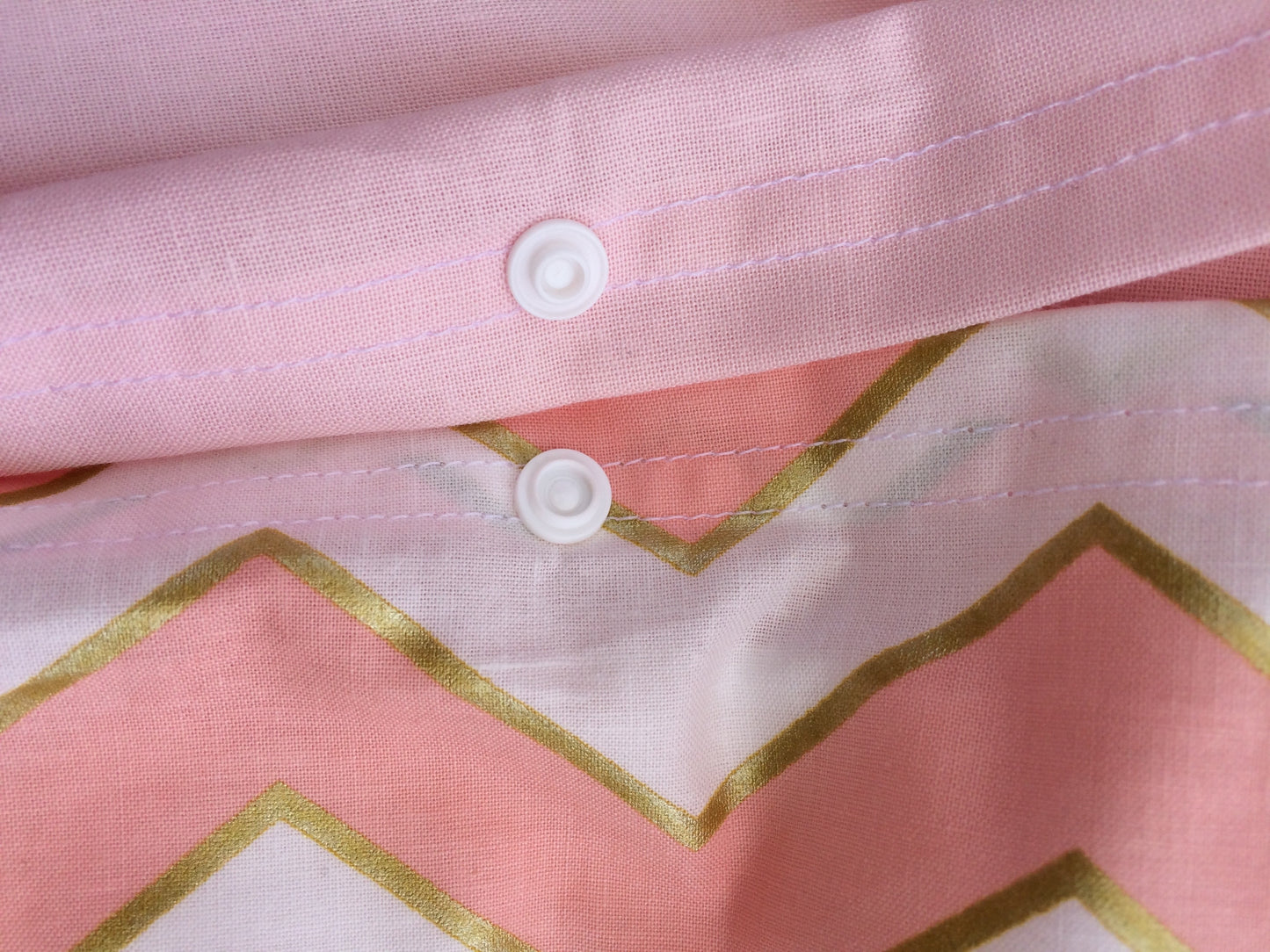 Cot Quilt / Doona Cover in Pink & Gold Chevron