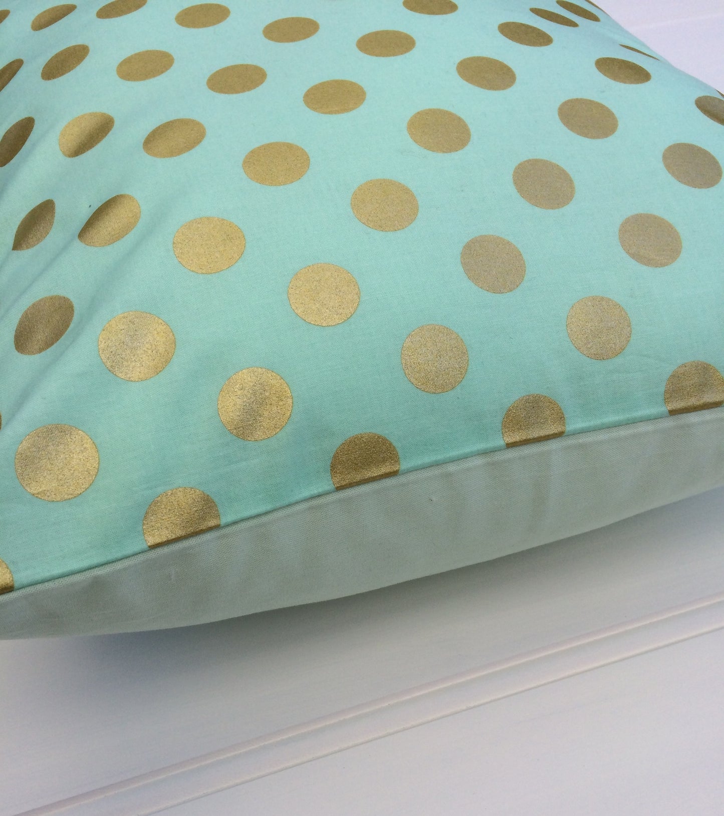 Aqua & Gold Dot Cushion Cover