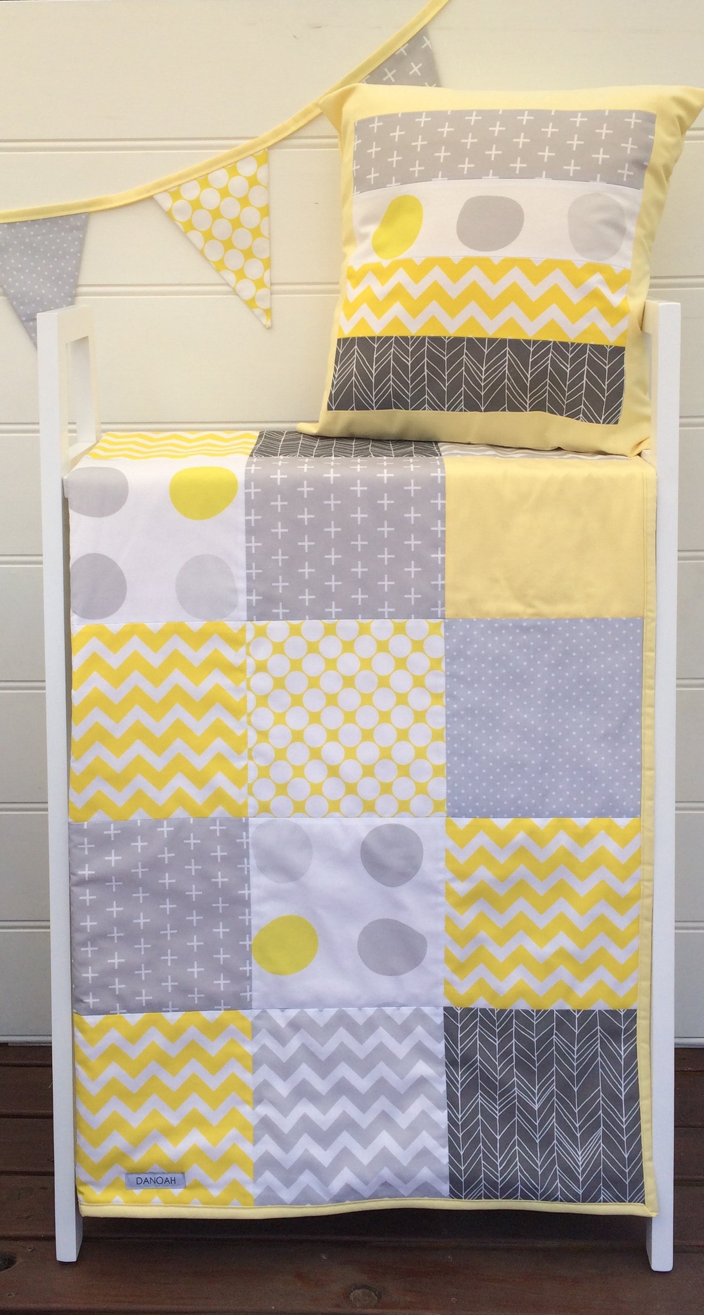 Yellow & Grey Patchwork Quilt