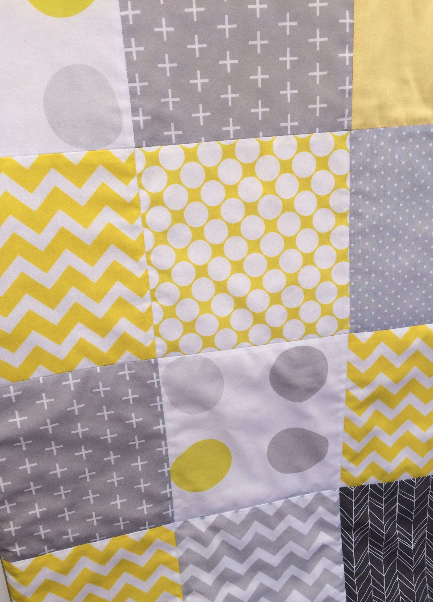 Yellow & Grey Patchwork Quilt