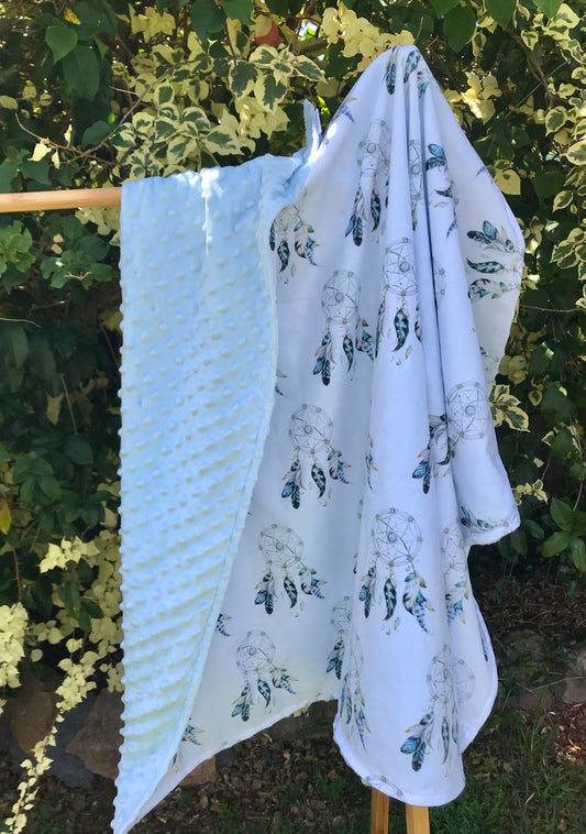 Blue Dreamcatcher Minky Baby Blanket