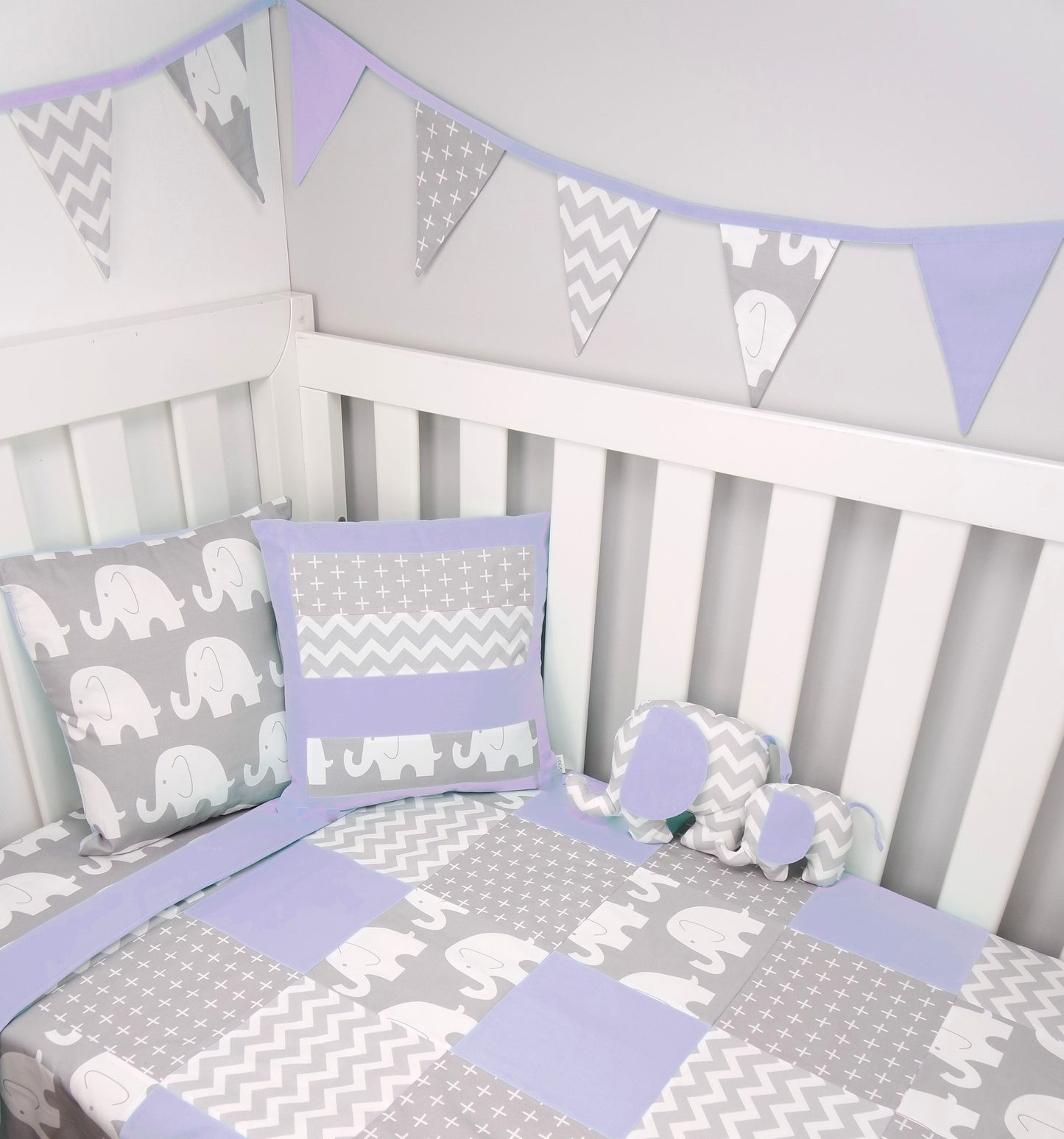 Purple & Grey Elephant Bunting Flags