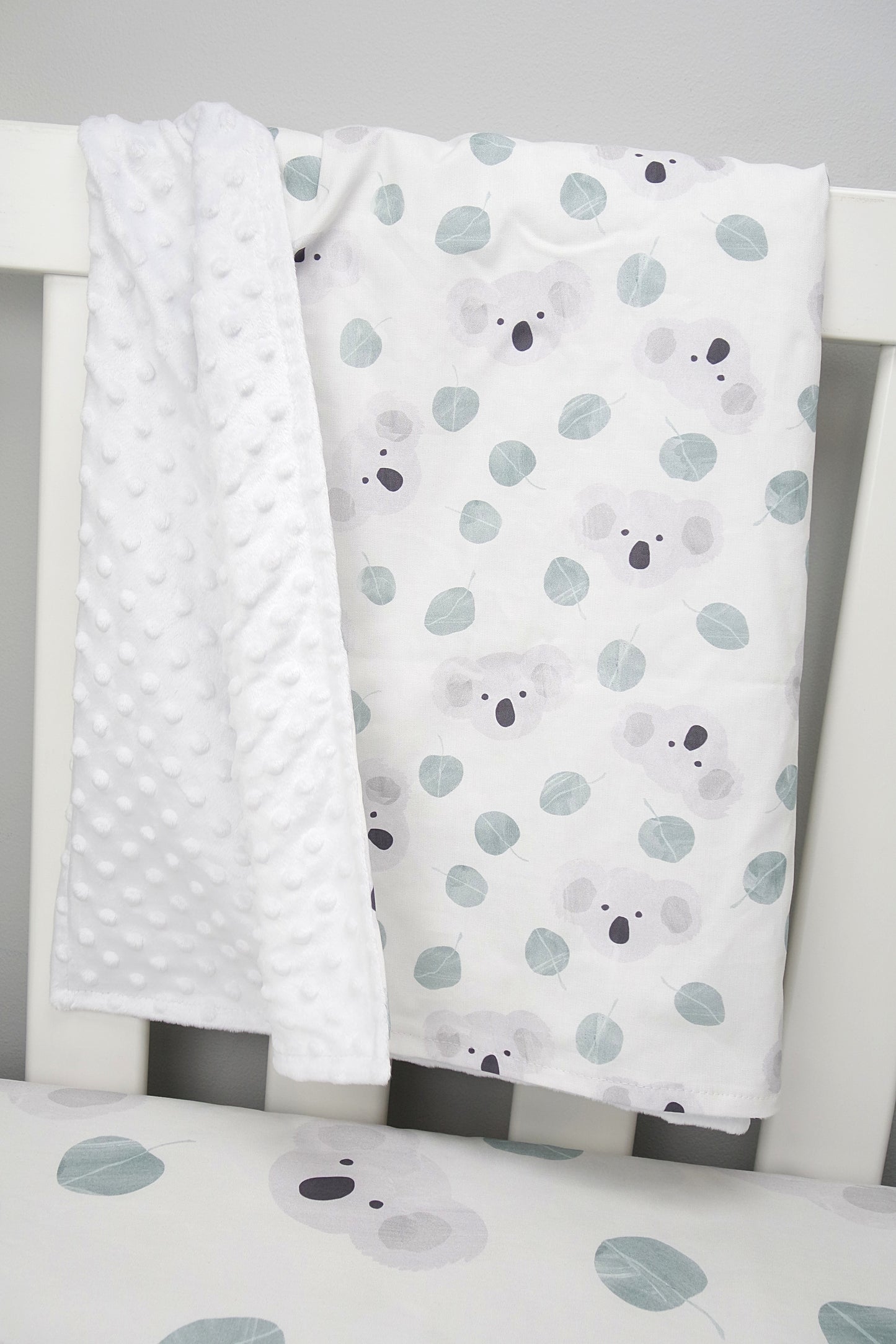 Australian Koala Minky Baby Blanket (White)