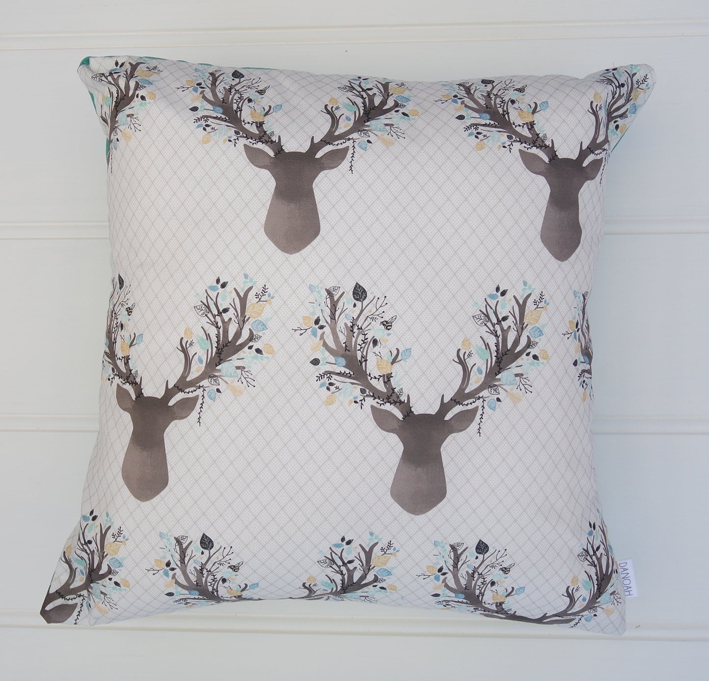 Aqua Deer Head Cushion Cover