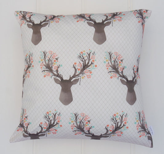 Pink Deer Head Cushion Cover