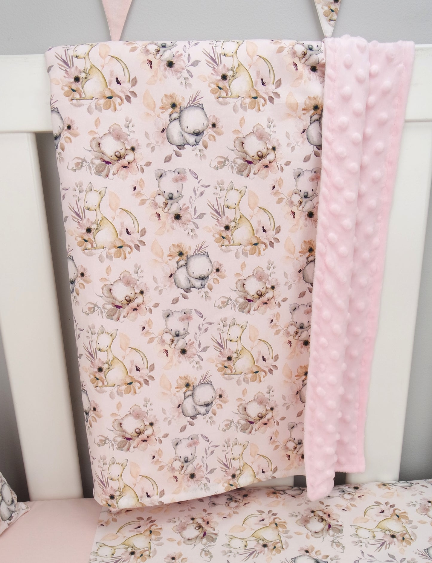 Floral Australian Animal Minky Baby Blanket