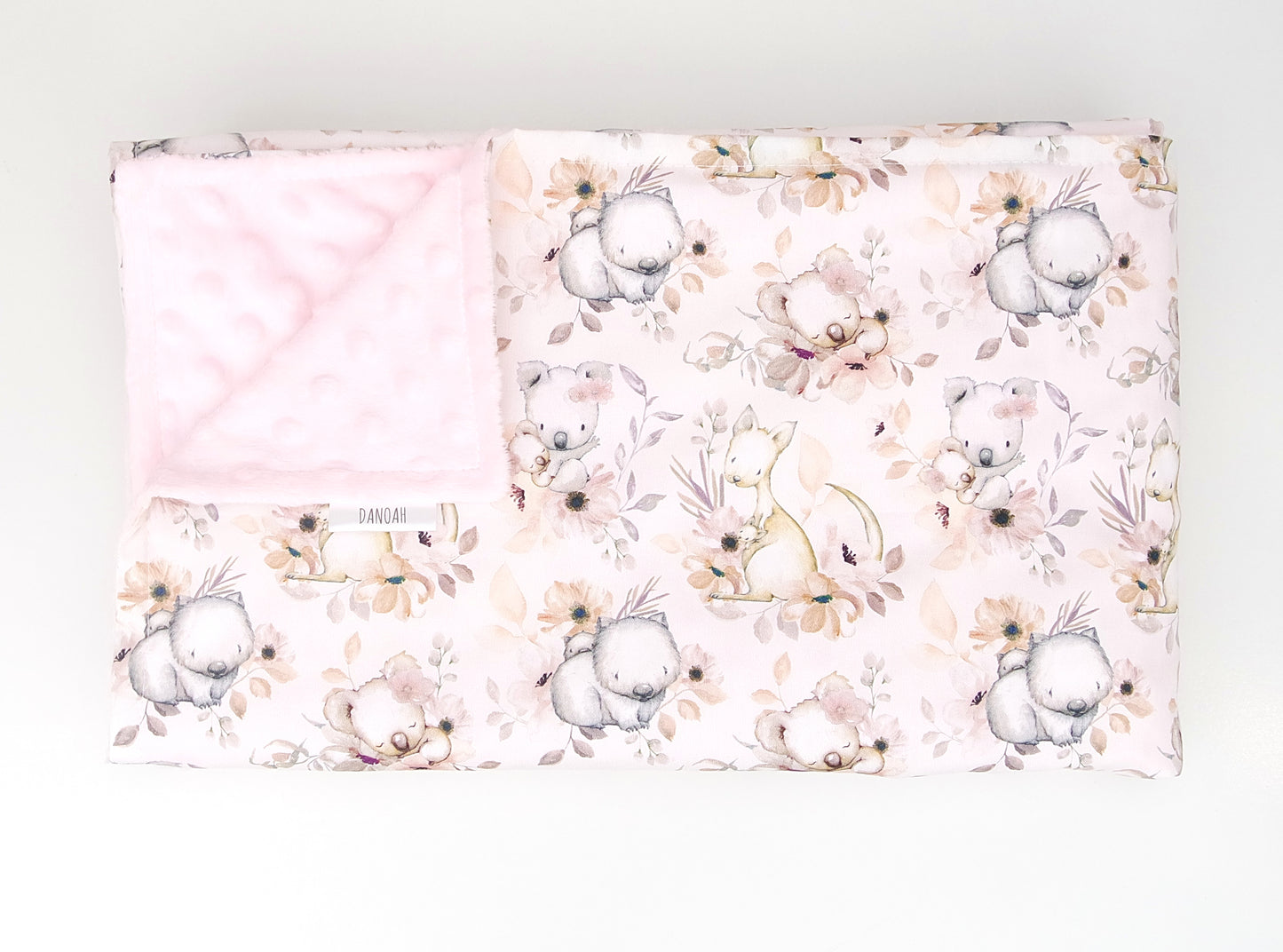 Floral Australian Animal Minky Baby Blanket