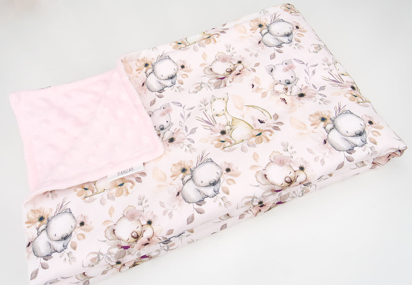 Floral Australian Animal Minky Baby Blanket