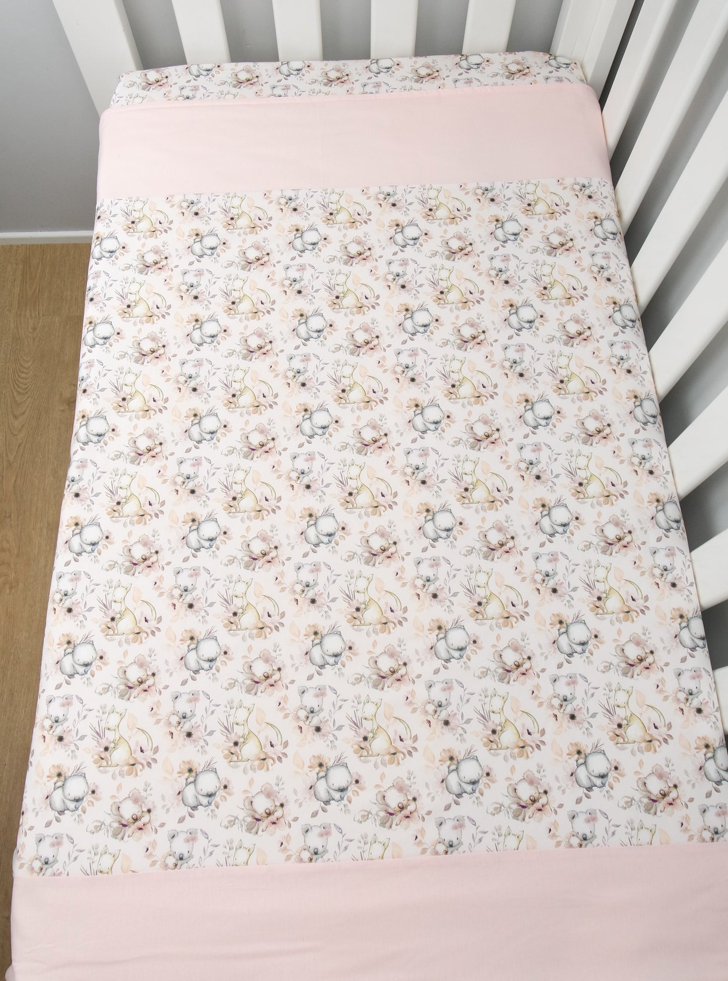 Floral Australian Animals Cot Quilt