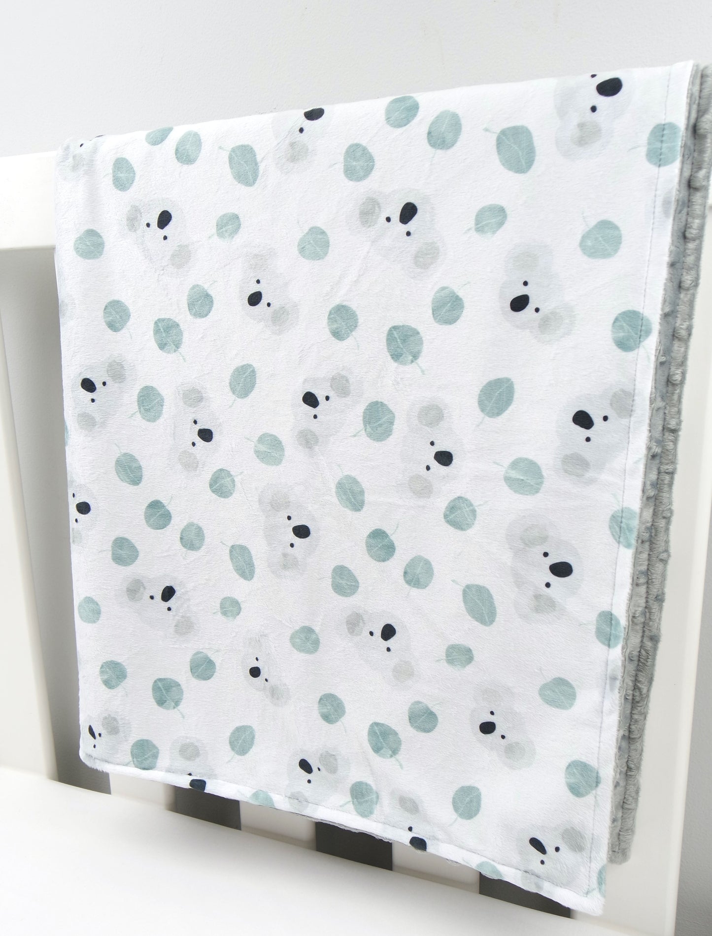Embroidered Personalised Minky Dot Blanket - "Koala Eucalyptus"