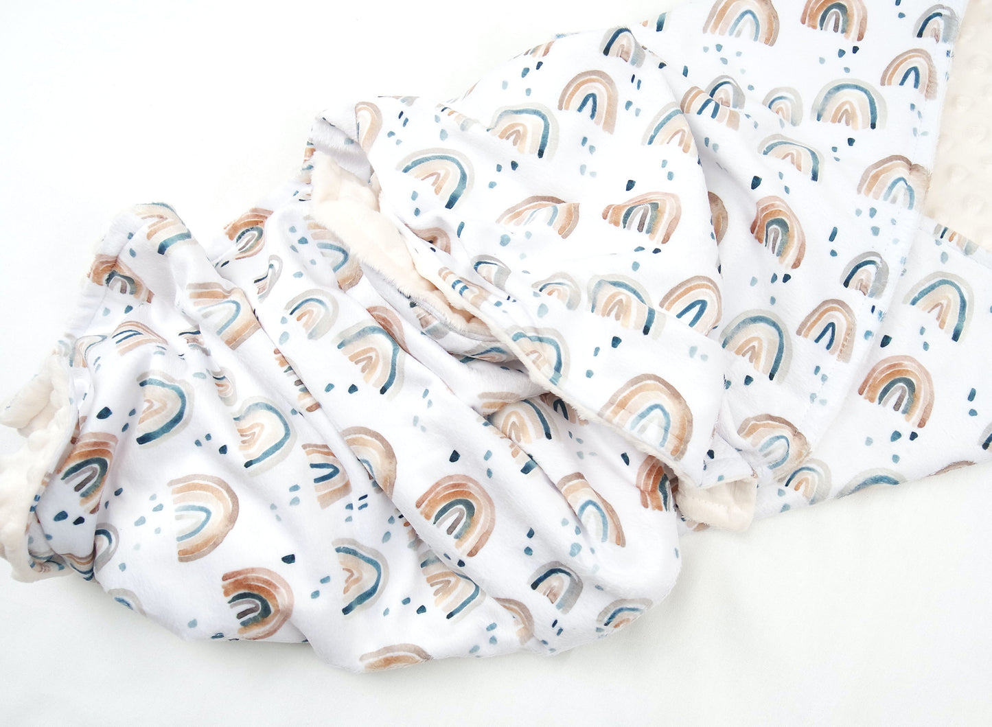 Embroidered Personalised Minky Dot Blanket - "Rainbows"