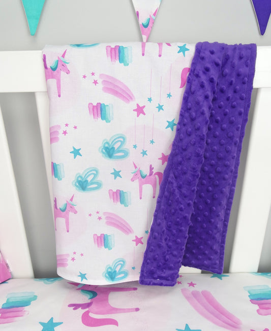 Purple Unicorn Minky Baby Blanket