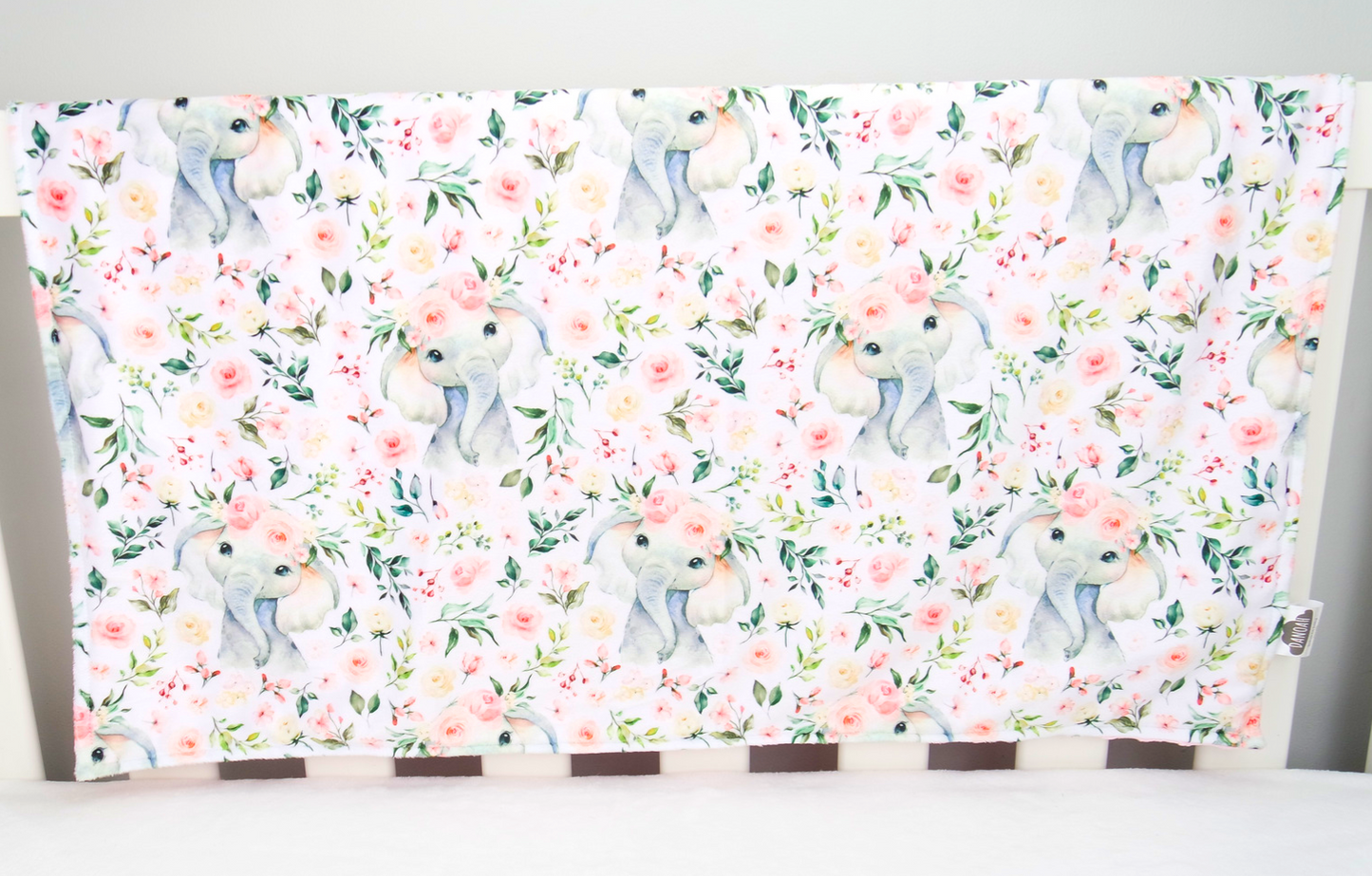 Embroidered Personalised Minky Dot Blanket - "Ellie the Elephant"