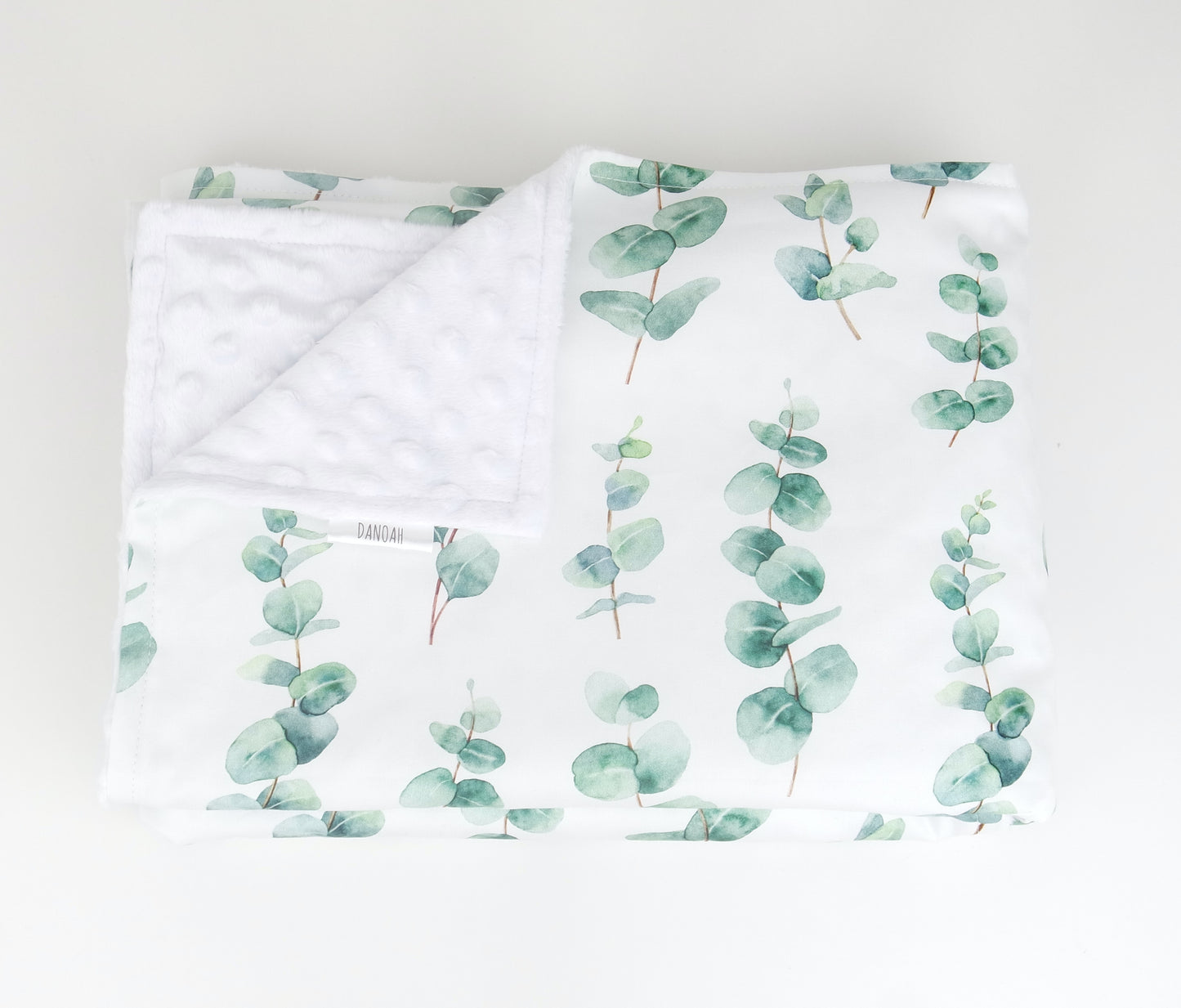 White Grey Gum Eucalyptus Minky Baby Blanket