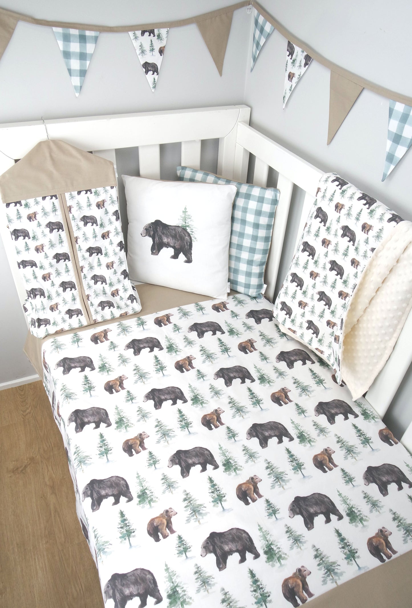 Bear In The Woods Minky Dot Blanket