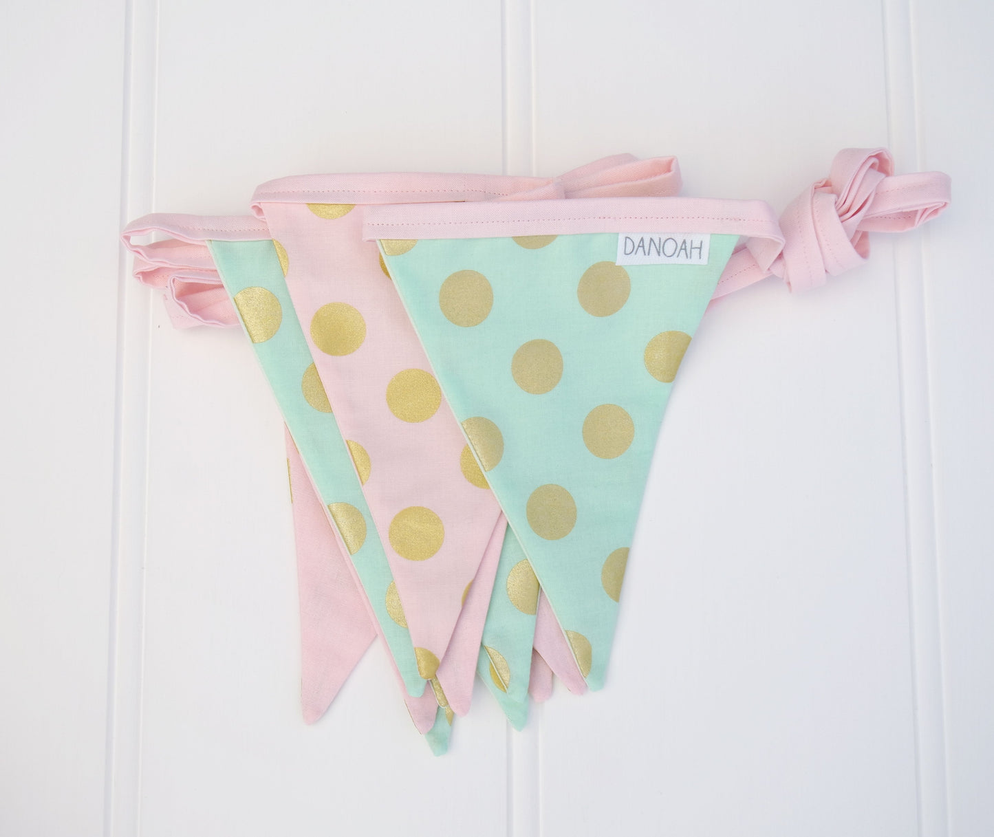 Pink Aqua & Gold Dot Bunting Flags