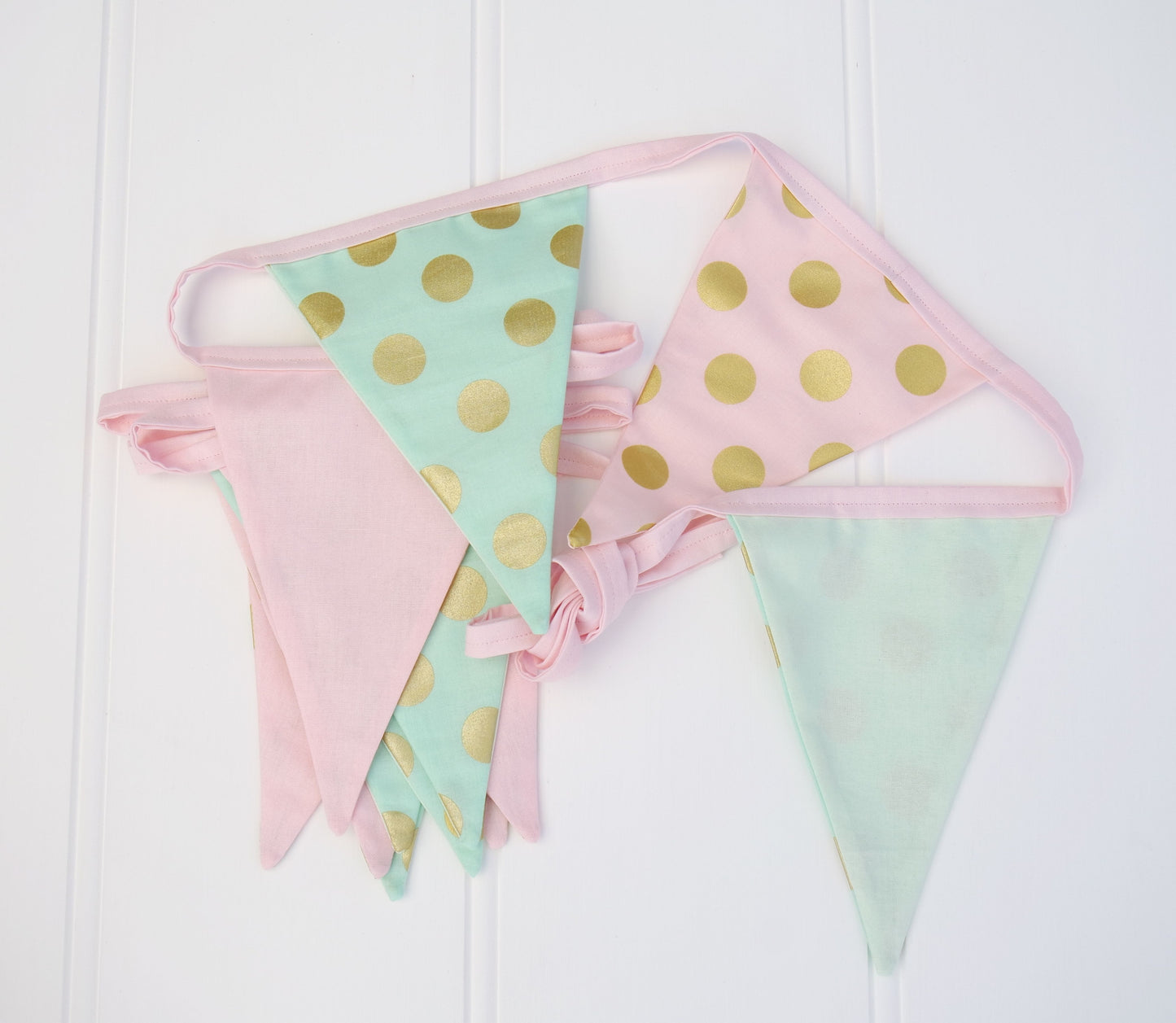 Pink Aqua & Gold Dot Bunting Flags
