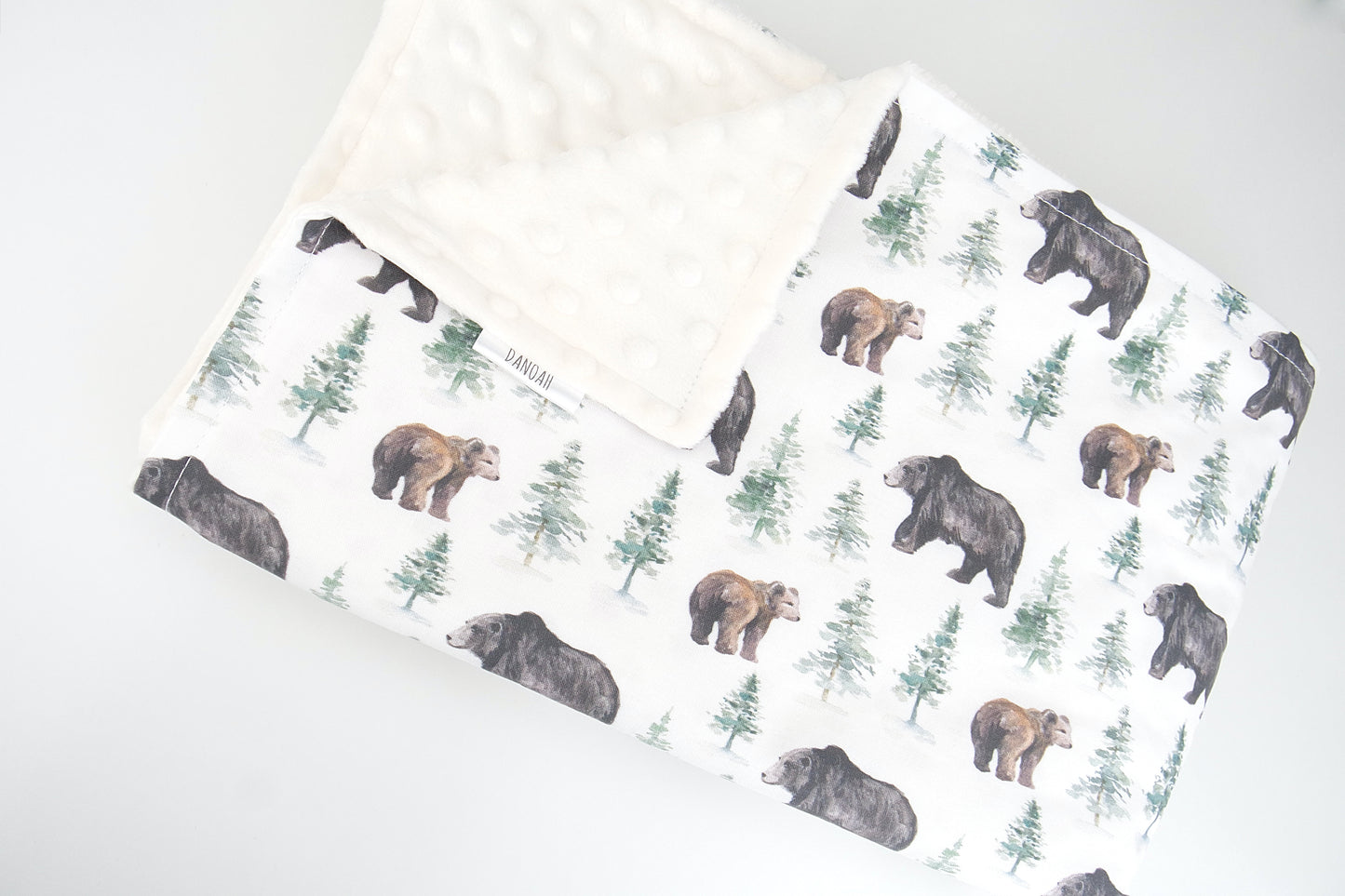 Bear In The Woods Minky Dot Blanket