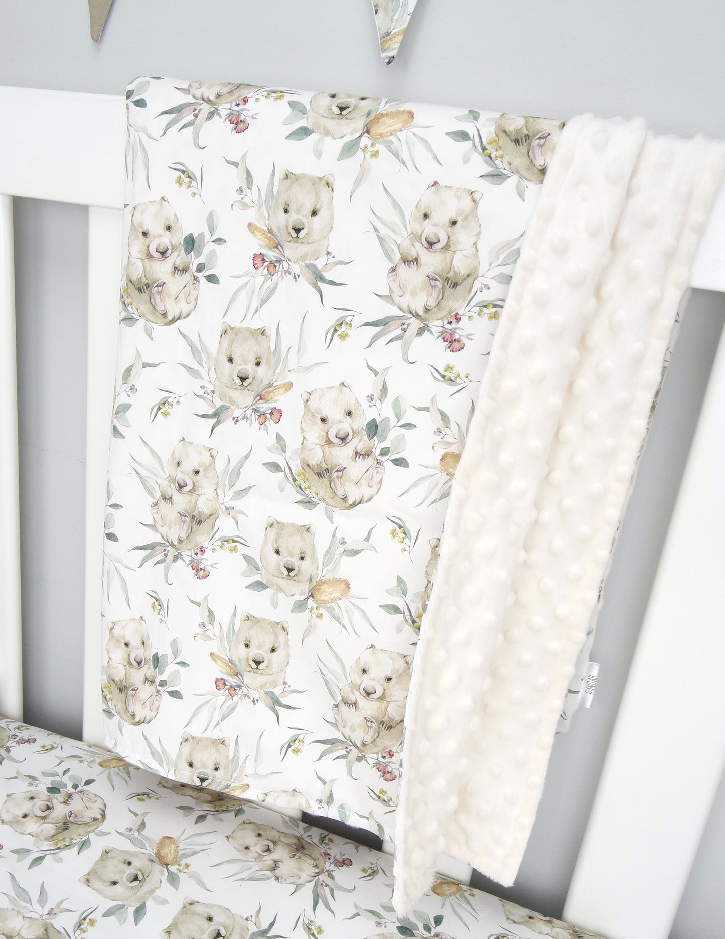 Willy the Wombat Minky Dot Baby Blanket (Beige)