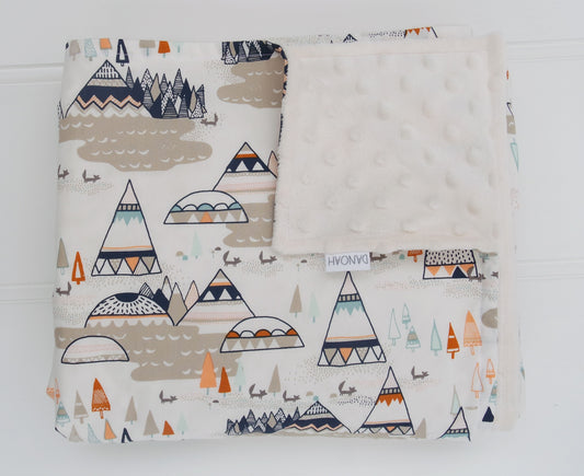 Minky Baby Blanket with Indian Teepees