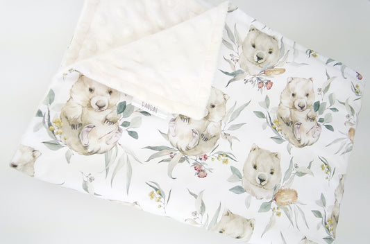 Willy the Wombat Minky Dot Baby Blanket (Beige)